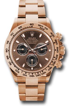 Replica Rolex Everose Gold Cosmograph Daytona 40 Watch 116505 Chocolate and Black Index Dial